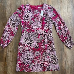 LOFT Pink and Black Floral Button-Front Tunic